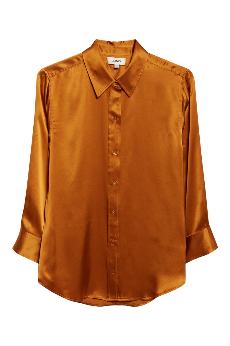 Dani Silk Charmeuse Blouse, Alternate, color, DIJON