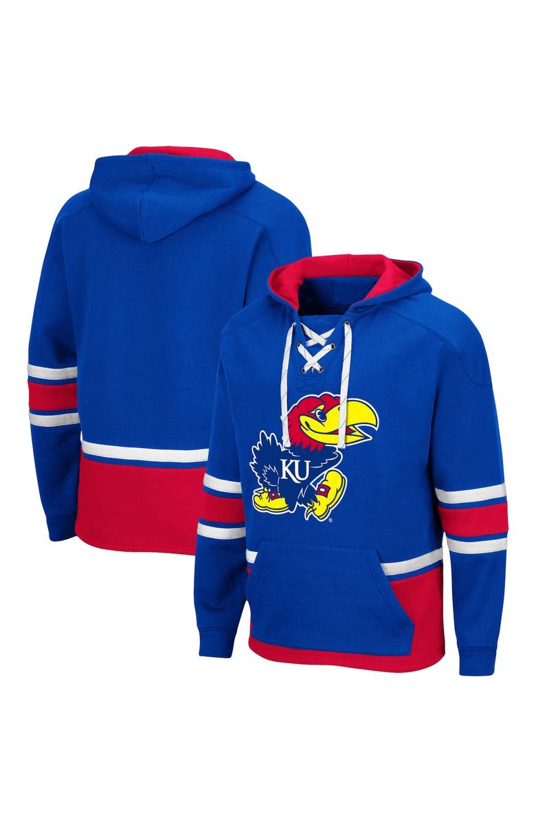 COLOSSEUM Men's Colosseum Royal Kansas Jayhawks Lace Up 3.0 Pullover Hoodie, Main, color,