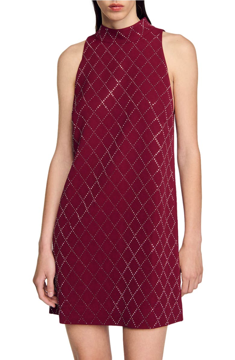 SANDRO Studded diamond short dress, Alternate, color, 