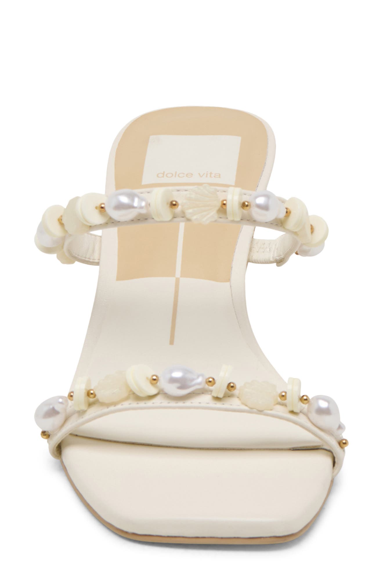 Dolce Vita Grason Bead & Faux Pearl Sandal, Alternate, color, White