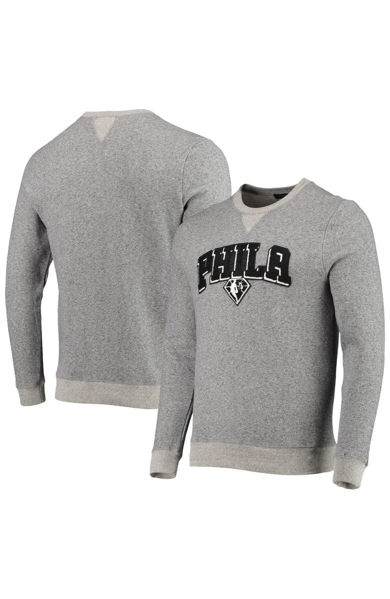 Junk Food Men's Junk Food Heathered Gray Philadelphia 76ers Marled French Terry Pullover Sweatshirt, Alternate, color, 