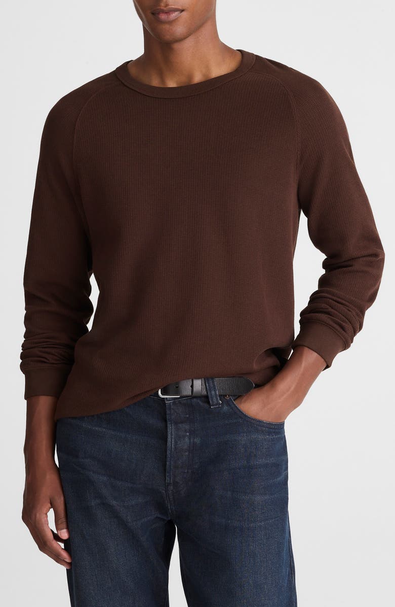 Madewell Textured Long Sleeve T-Shirt, Main, color, Coffee Bean