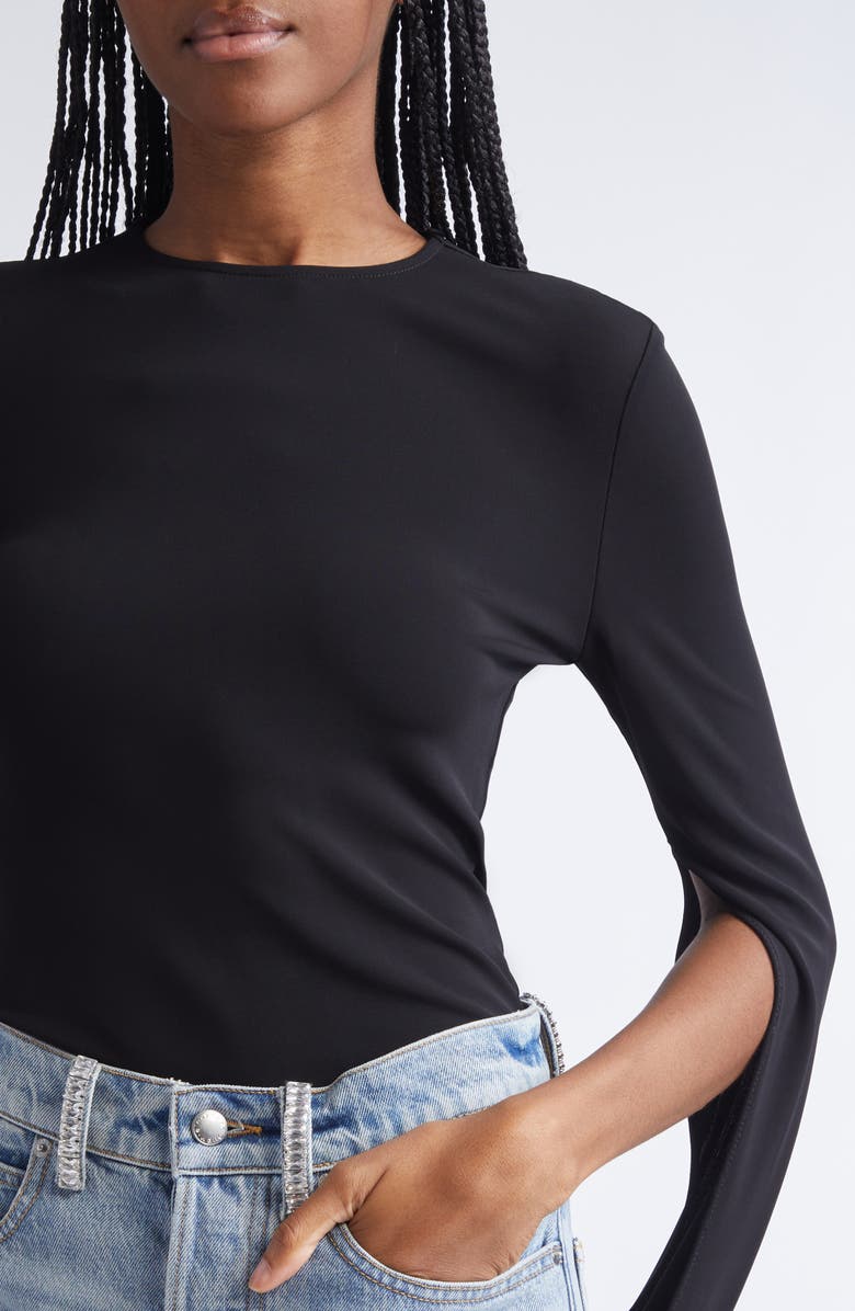 Alexander Wang Drape Sleeve Knit Top, Alternate, color, Black