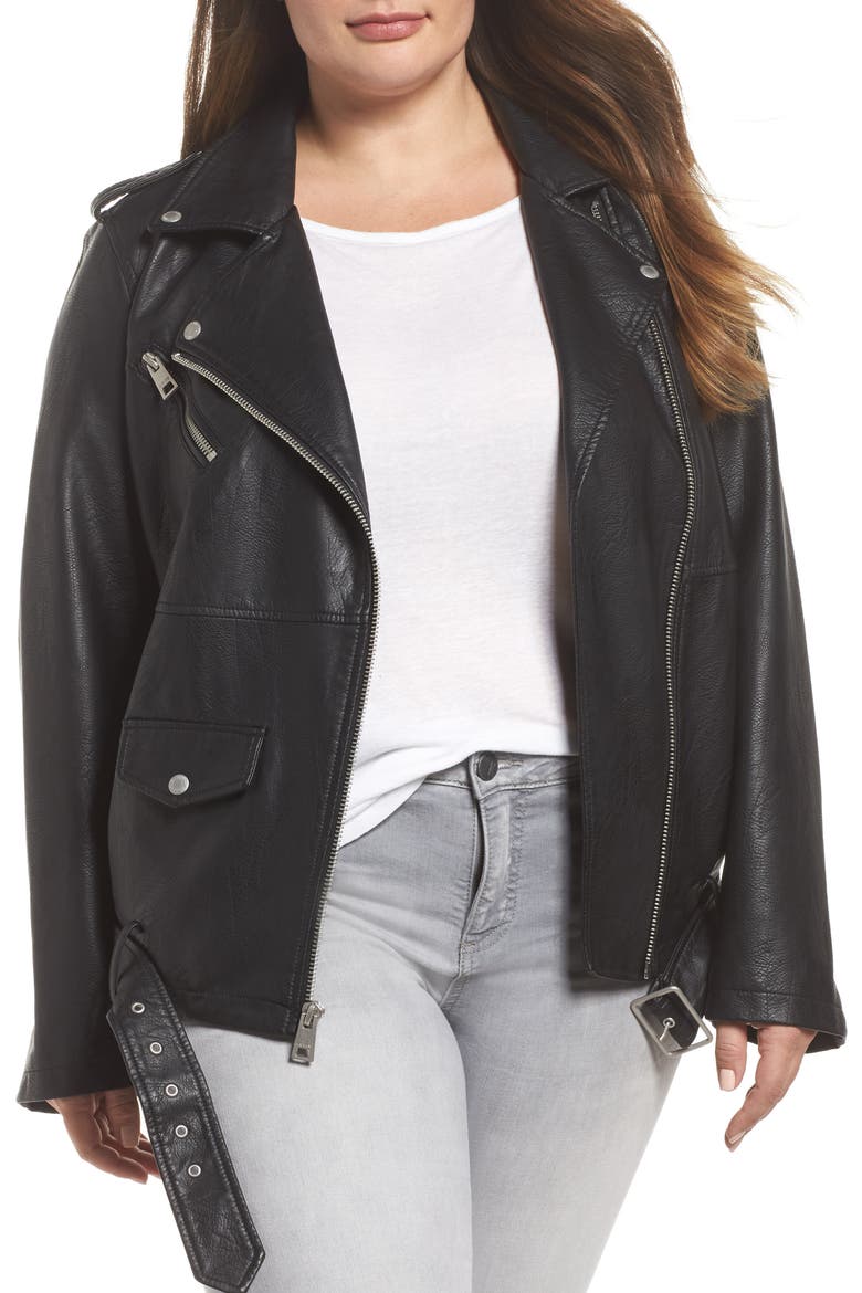 Levi's® Oversize Faux Leather Moto Jacket, Main, color, BLACK