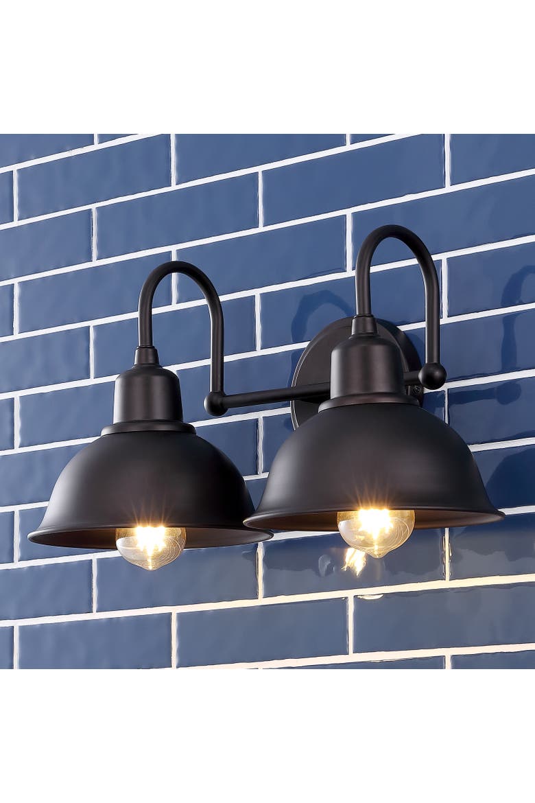 Frisco 2-Light Farmhouse Industrial Iron LED Vanity, Alternate, color, Oil Rubbed Bronze