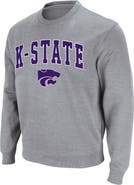 COLOSSEUM Men's Colosseum Heather Gray Kansas State Wildcats Arch & Logo Crew Neck Sweatshirt
