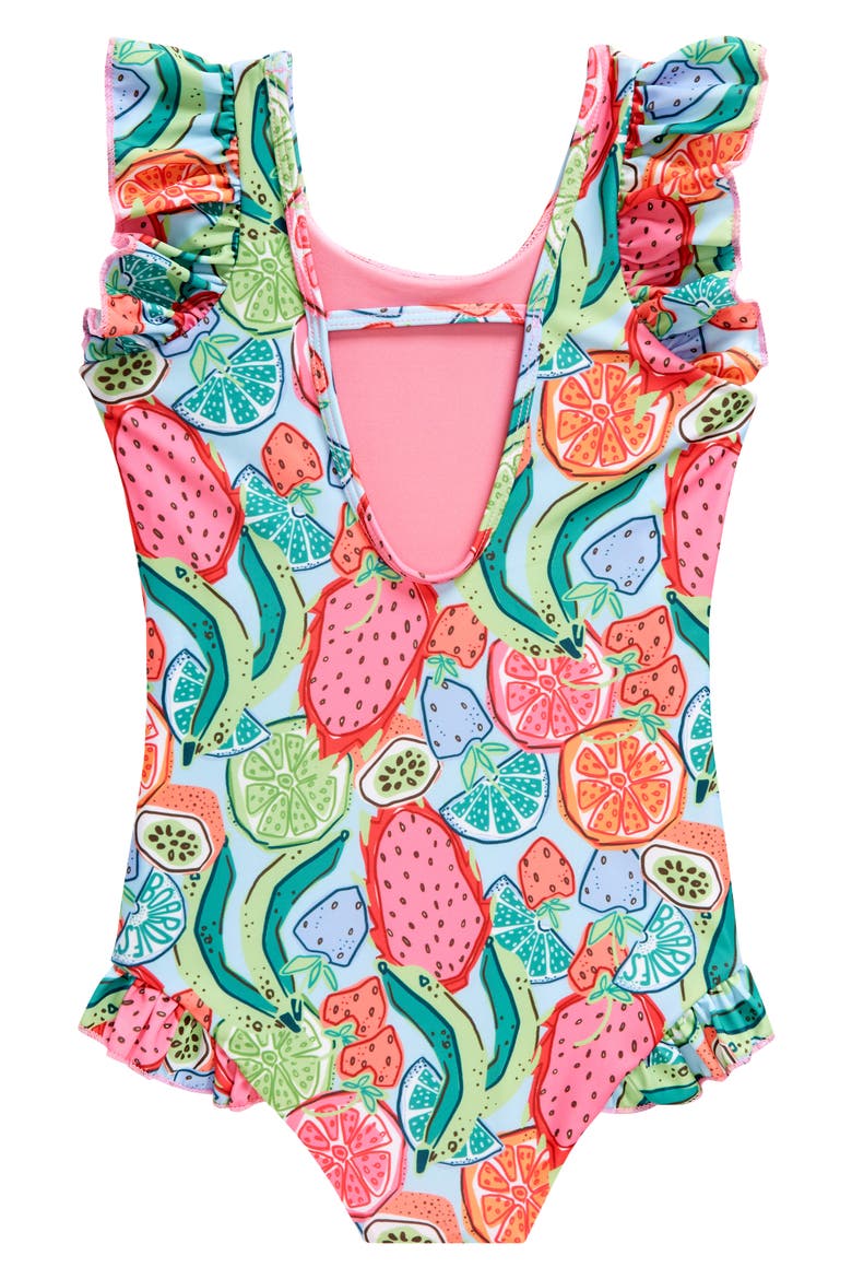Kids' Ice Slice Ruffles One-Piece Swimsuit, Alternate, color, BLUE/ GREEN/ PINK MULTI