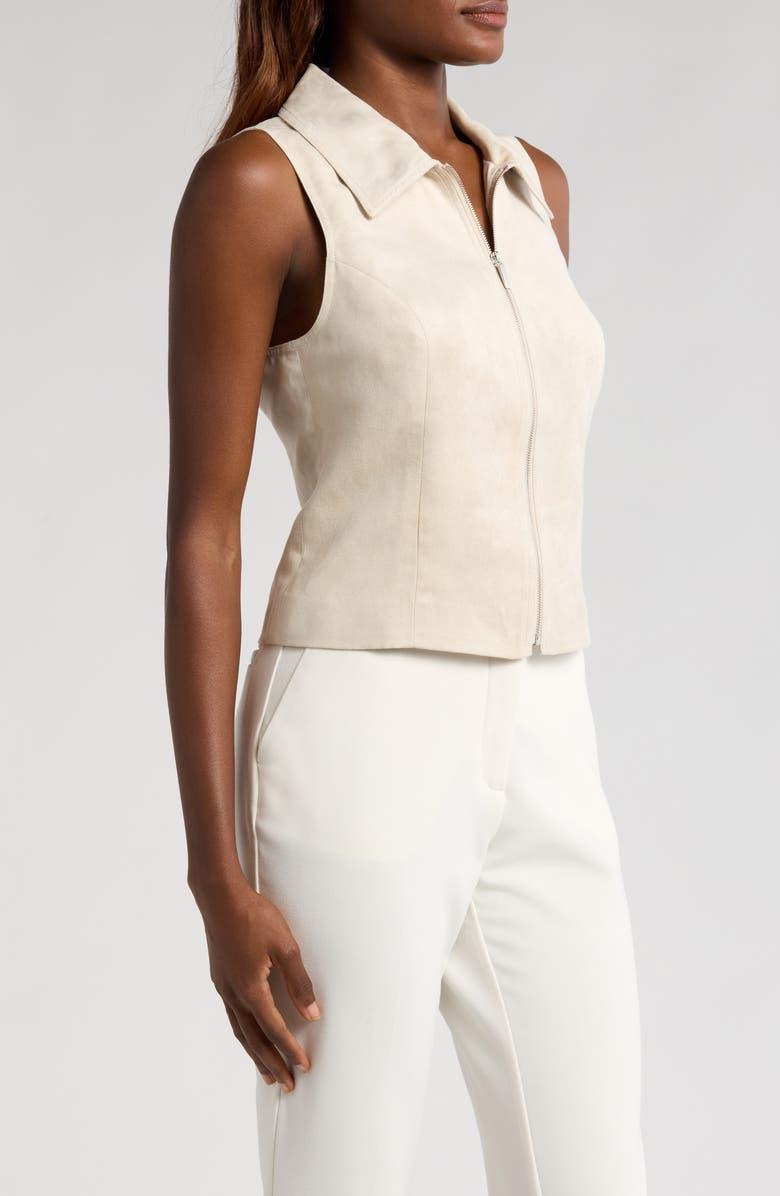 Halogen<sup>®</sup> Faux Suede Zip Front Vest, Alternate, color, Flax Taupe