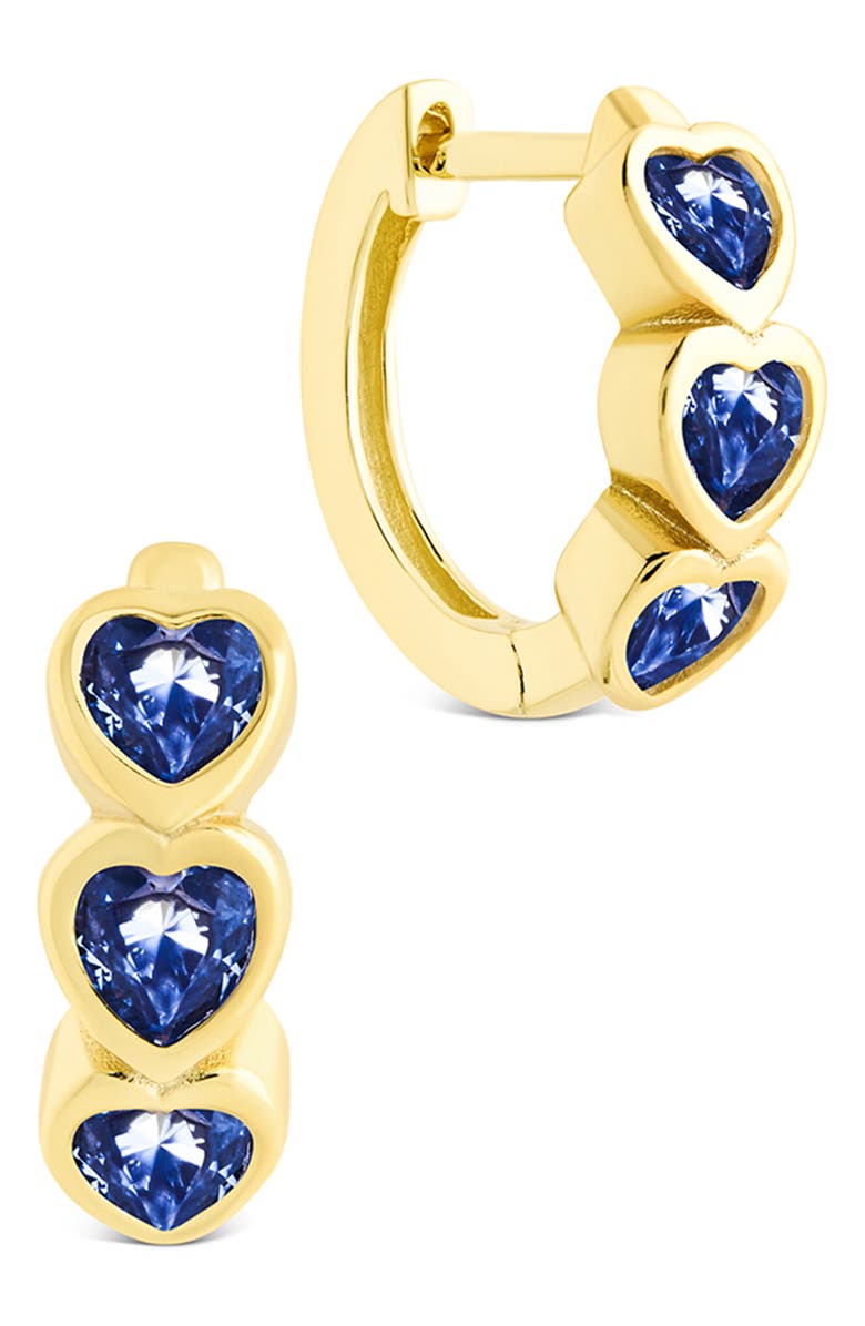 Sterling Forever Isobel Cubic Zirconia Heart Micro Huggie Hoop Earrings, Main, color, Gold