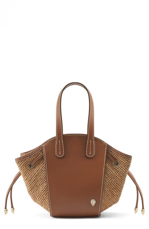 Piaf Raffia Trim Leather Tote