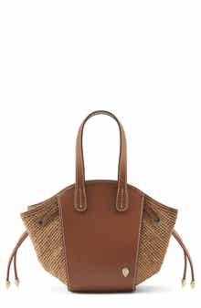 Piaf Raffia Trim Leather Tote