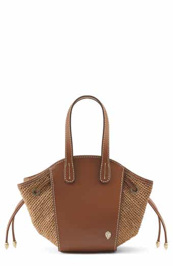 Piaf Raffia Trim Leather Tote