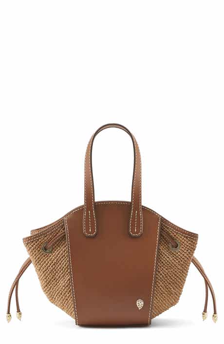Piaf Raffia Trim Leather Tote