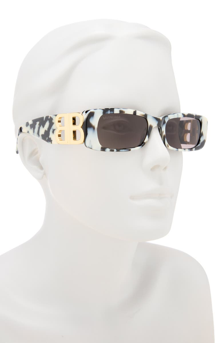 Balenciaga 51mm Square Sunglasses, Alternate, color, Havana Gold Grey