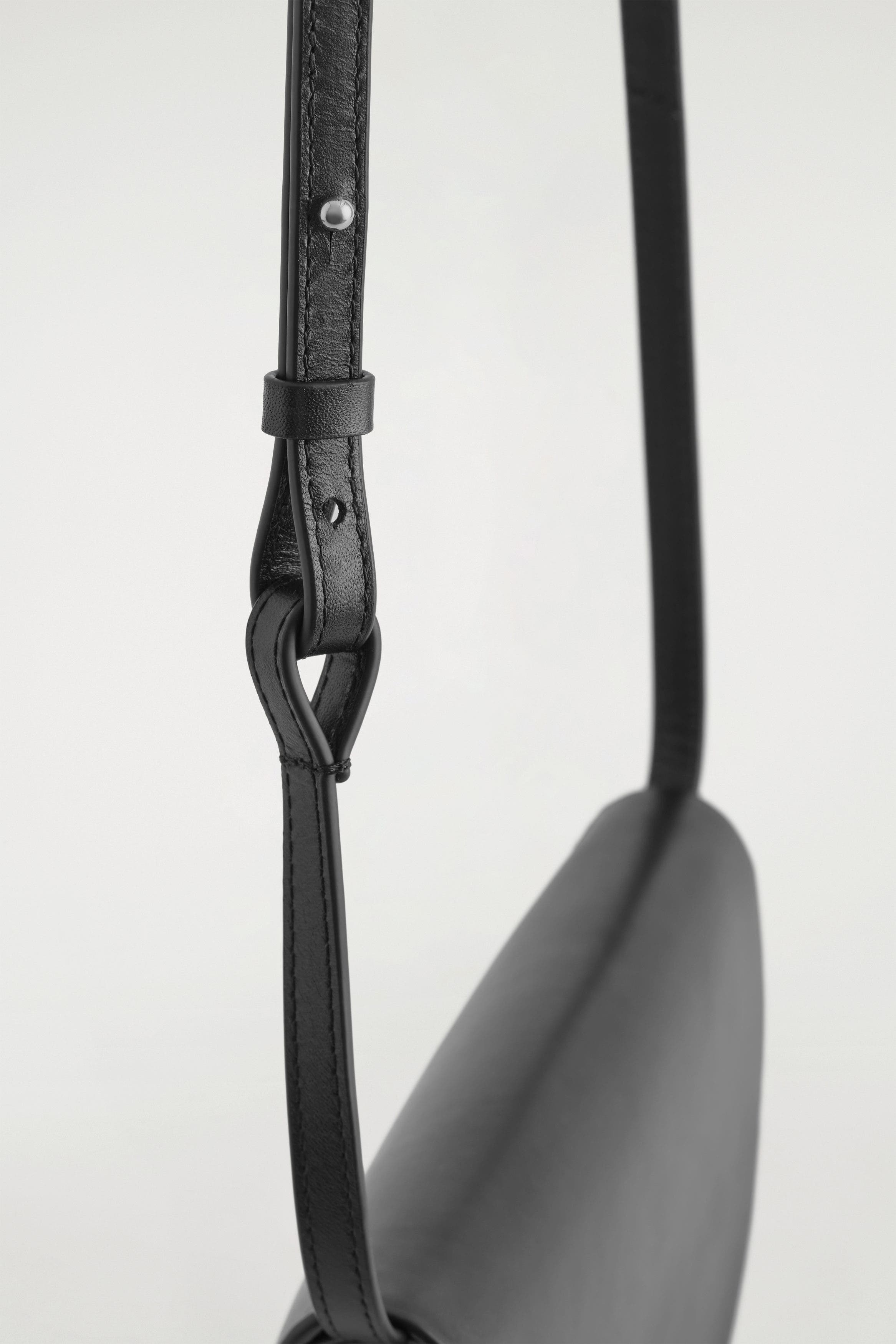 COS Curved Crossbody Bag - Leather, Alternate, color, Black