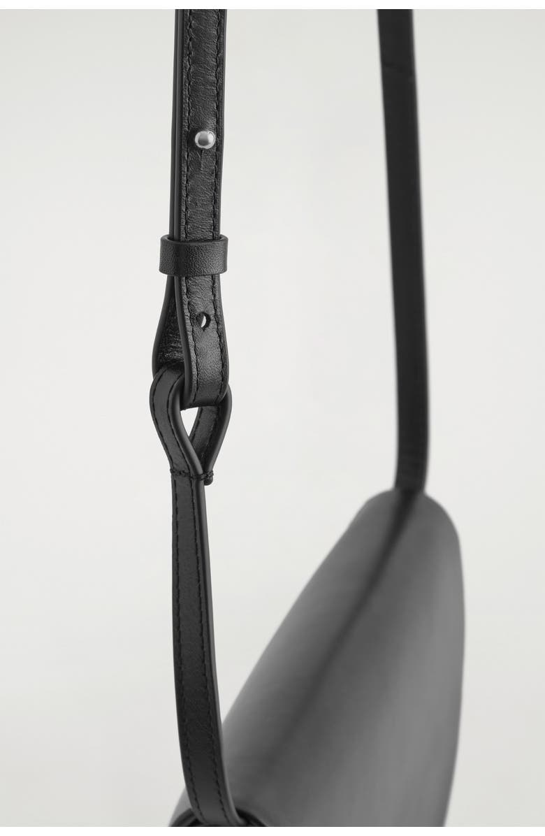 COS Curved Crossbody Bag - Leather, Alternate, color, Black