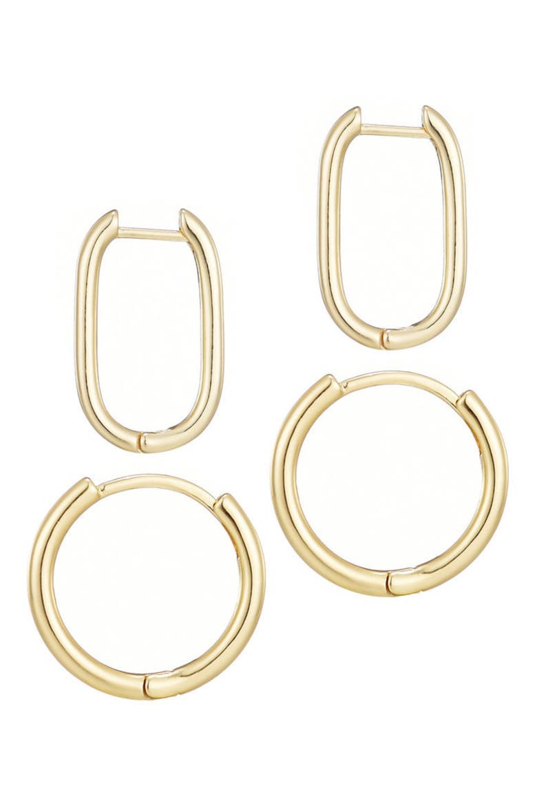 Set of 2 Hoop Earrings, Main, color, GOLD