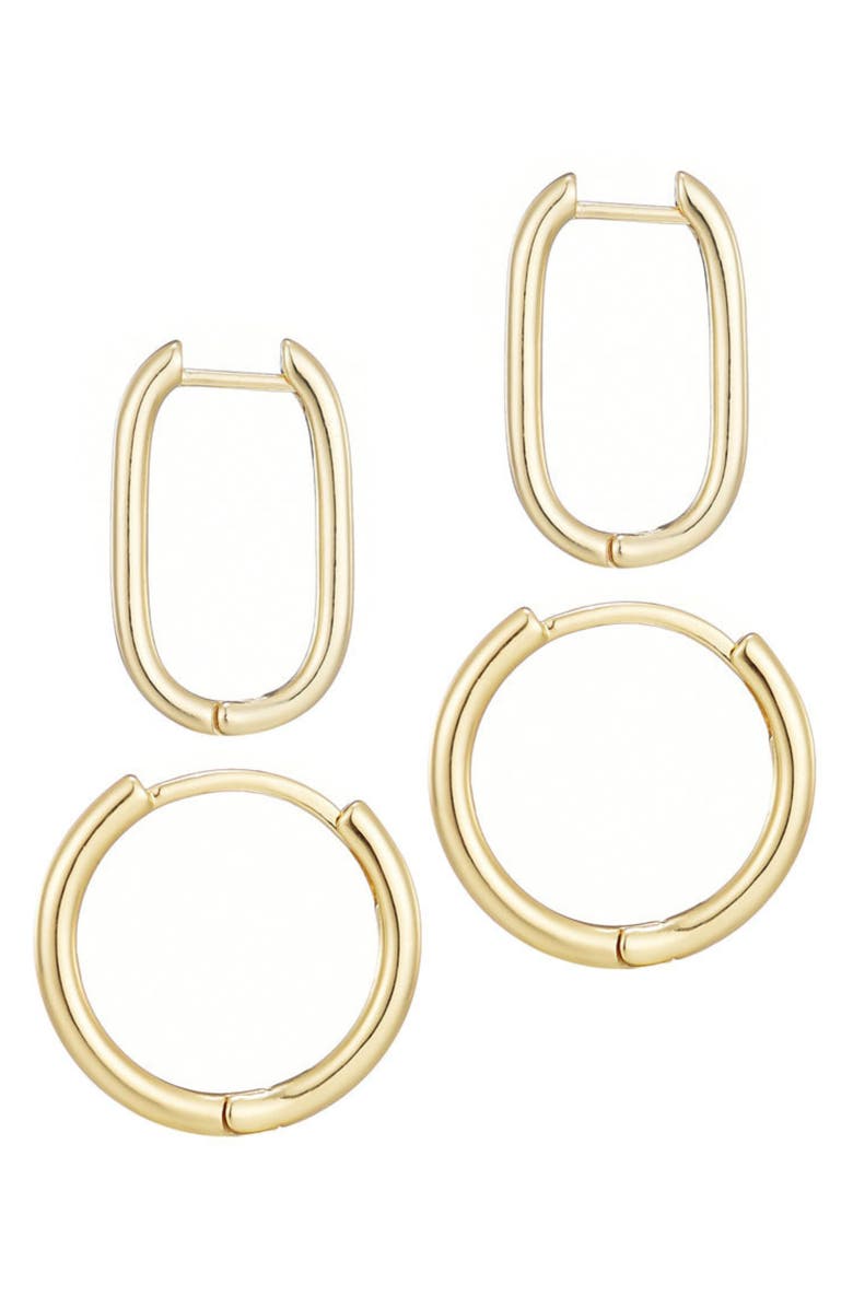 Adornia Set of 2 Hoop Earrings, Main, color, Gold