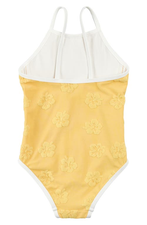 Miles The Label Kids' Hibiscus One-piece Swimsuit In Yellow