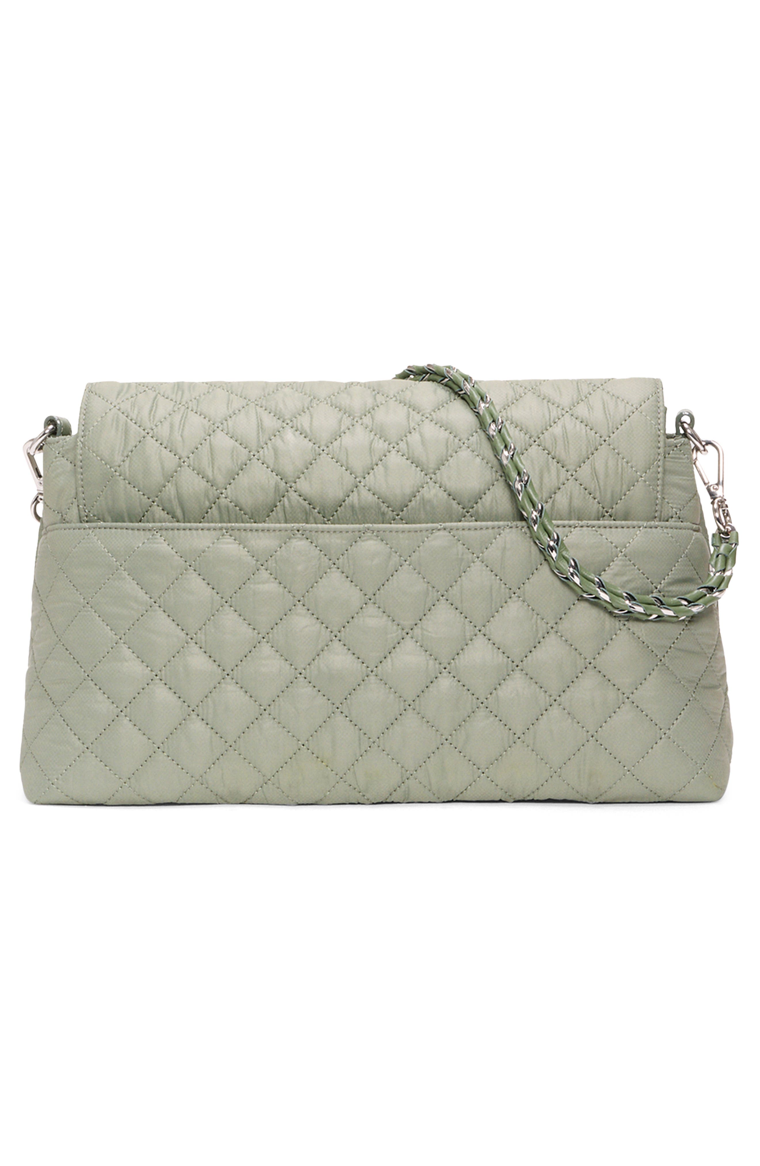 MZ Wallace Crosby Lock Quilted Nylon Shoulder Bag, Alternate, color, Agave Green
