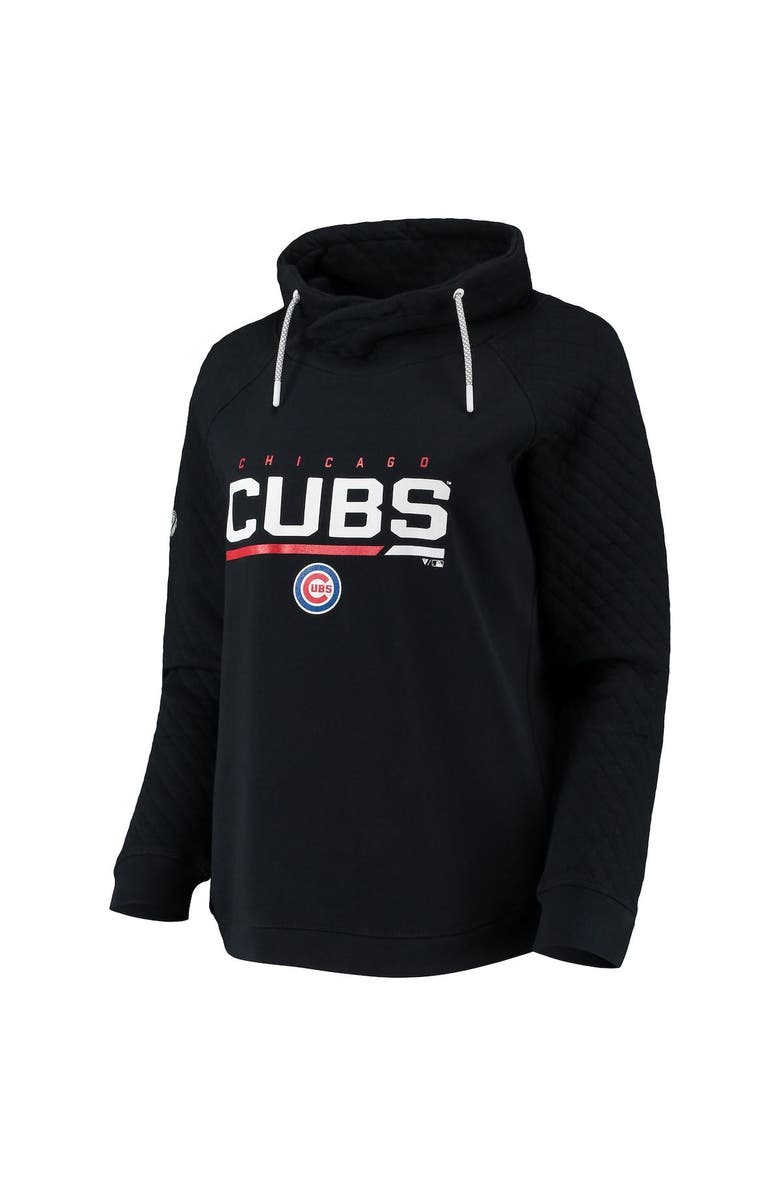 LEVELWEAR Women's Levelwear Black Chicago Cubs Vega Funnel Neck Raglan Pullover Sweatshirt, Alternate, color, Black