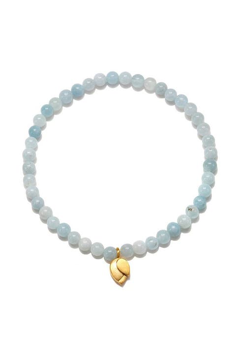 Tranquil Journey Lotus Aquamarine Gemstone Bracelet