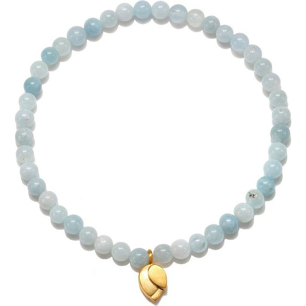 Satya Jewelry Tranquil Journey Lotus Aquamarine Gemstone Bracelet In Blue