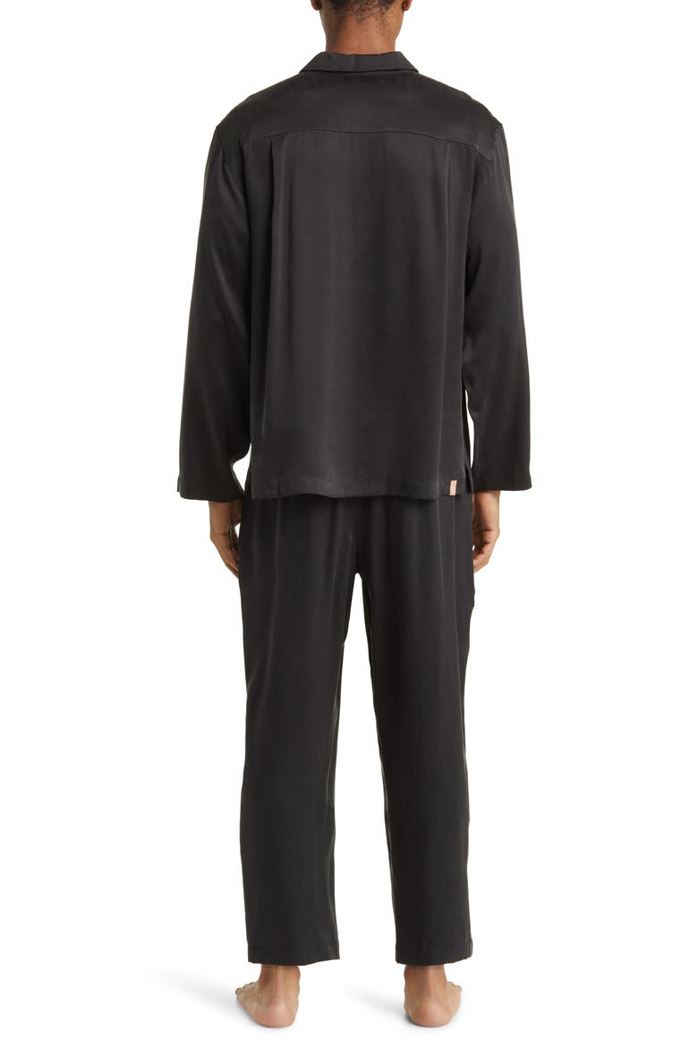 Long Sleeve Washable Silk Pajamas, Alternate, color, IMMERSED BLACK