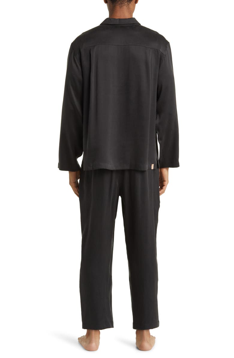 Lunya Long Sleeve Washable Silk Pajamas, Alternate, color, Immersed Black
