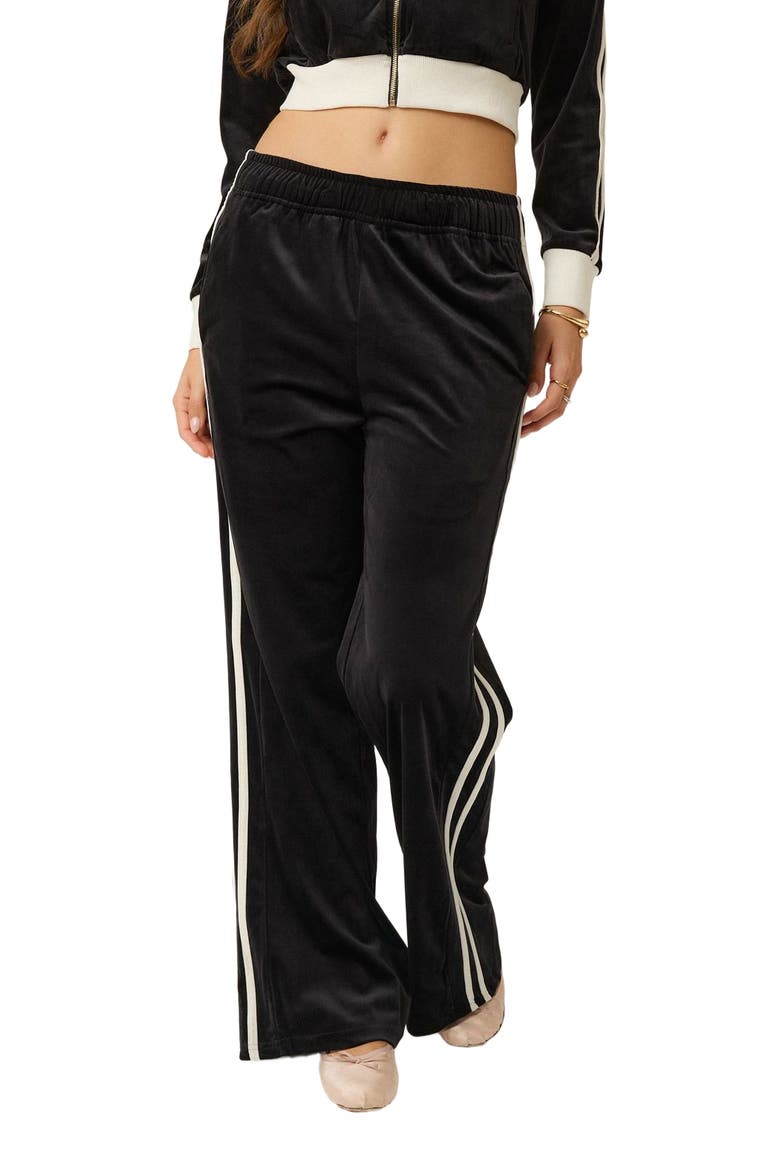 Velour Track Pants, Alternate, color, Black
