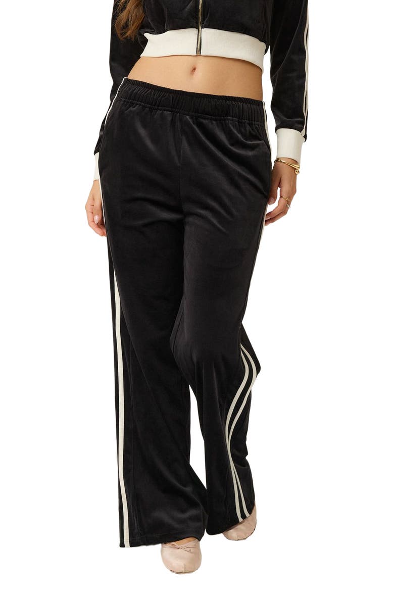 Goldie Byrd Velour Track Pants, Alternate, color, Black