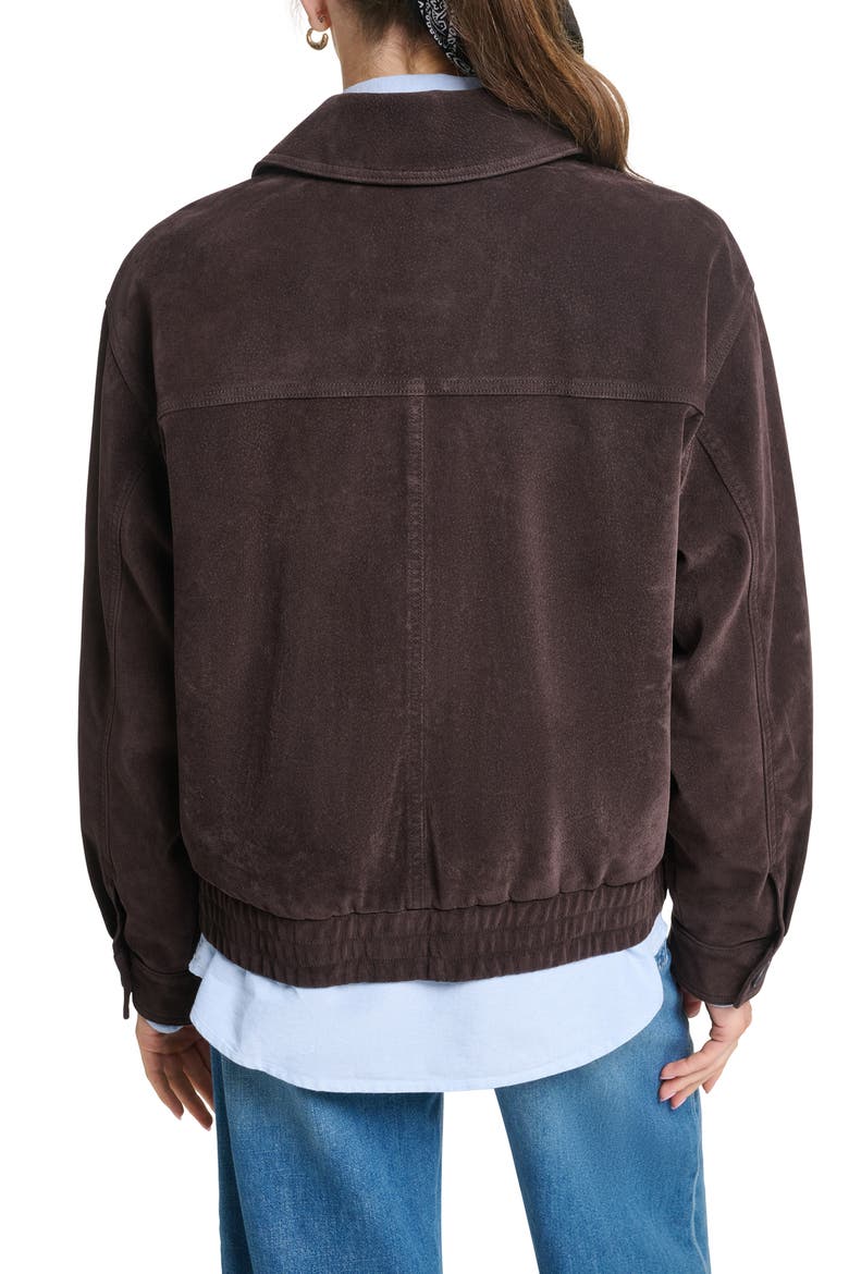 Relaxed Fit Faux Suede Dad Bomber Jacket, Alternate, color, JAVA