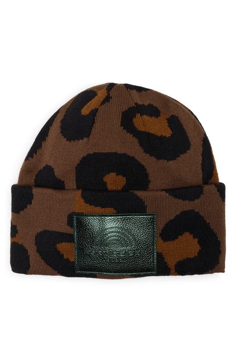 Leopard Cuffed Beanie
