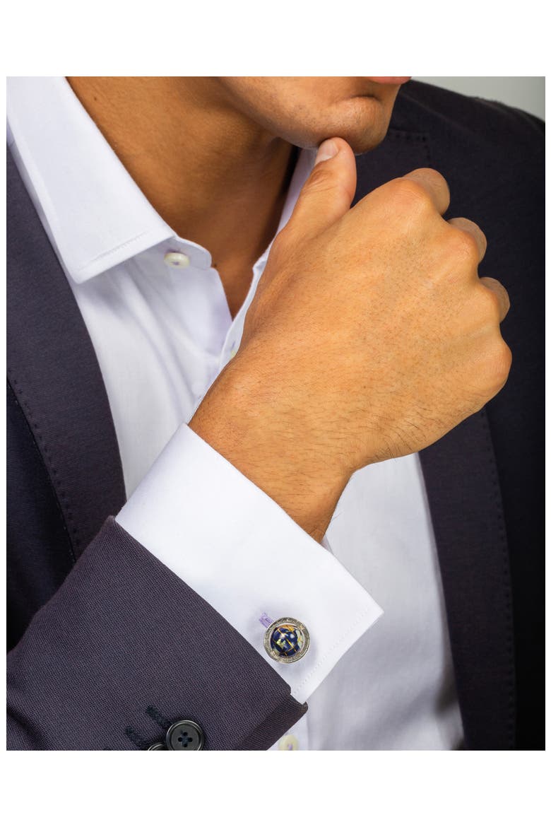 'Globe' Cuff Links, Alternate, color, NAVY