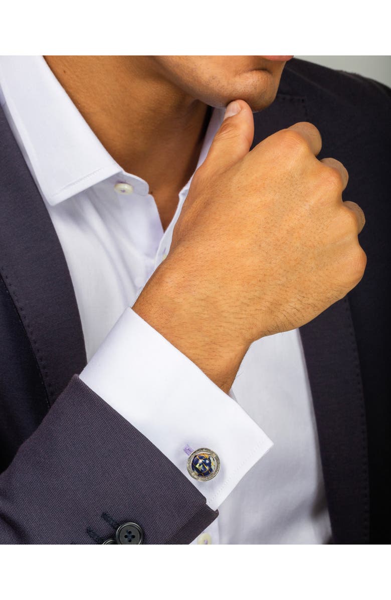 Tateossian 'Globe' Cuff Links, Alternate, color, Navy