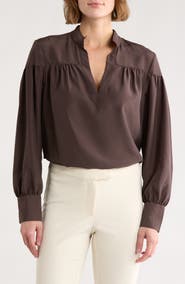 FRAME The Shirred Pop Over Blouse