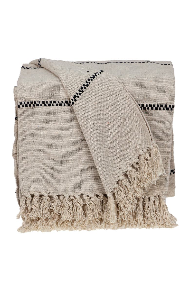 PARKLAND COLLECTION Logan Casual Beige 52" x 67" Woven Handloom Throw, Alternate, color, Beige