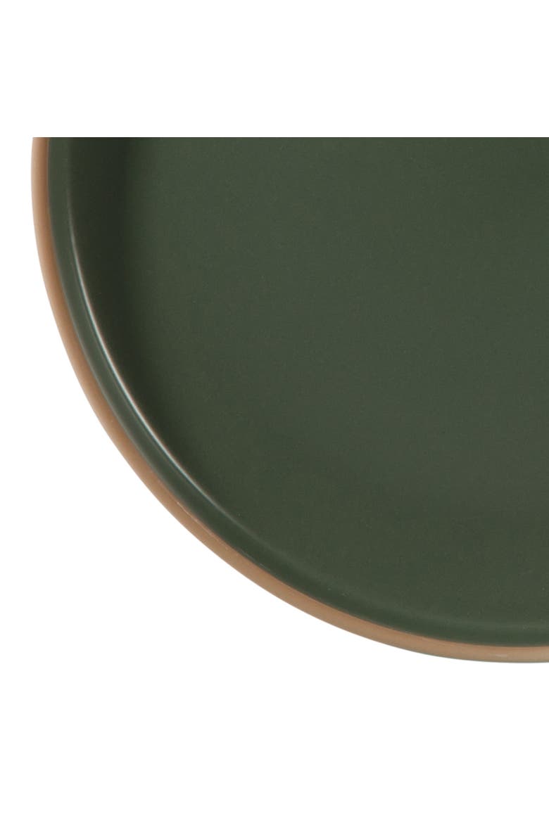 Plates and Bowls Set 12 Piece Stoneware Dinnerware Set with Raw Bottom Finish for 4, Alternate, color, Green