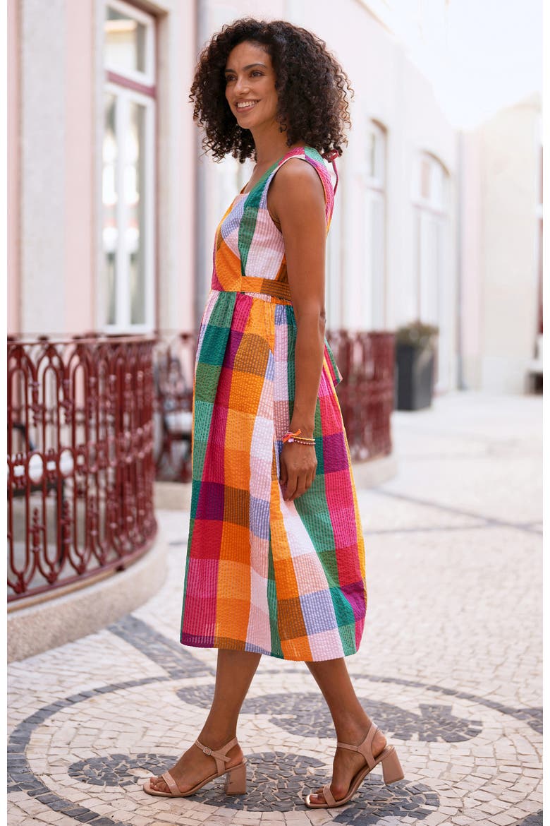 Seersucker Cotton Midi Sun Dress, Alternate, color, Multi