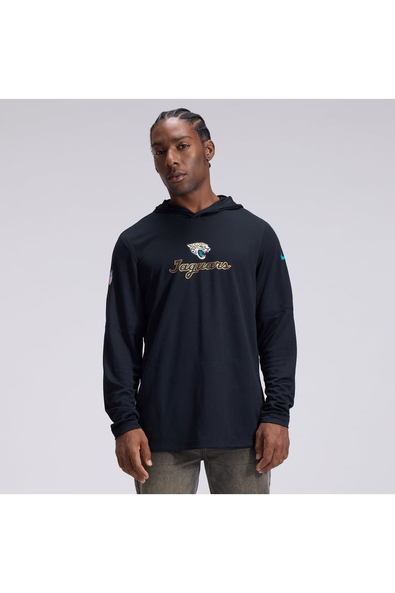 Men's Nike  Black Jacksonville Jaguars 2026 Rivalries Collection Sideline Lightweight Hooded Long Sleeve Top, Main, color, Black