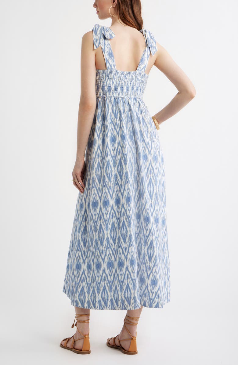 Treasure & Bond Floral Linen Blend Maxi Sundress, Alternate, color, Ivory- Blue Diamond Ikat