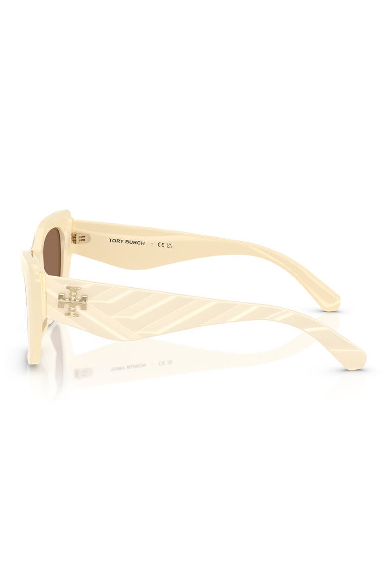 52mm Cat Eye Sunglasses, Alternate, color, IVORY / BROWN