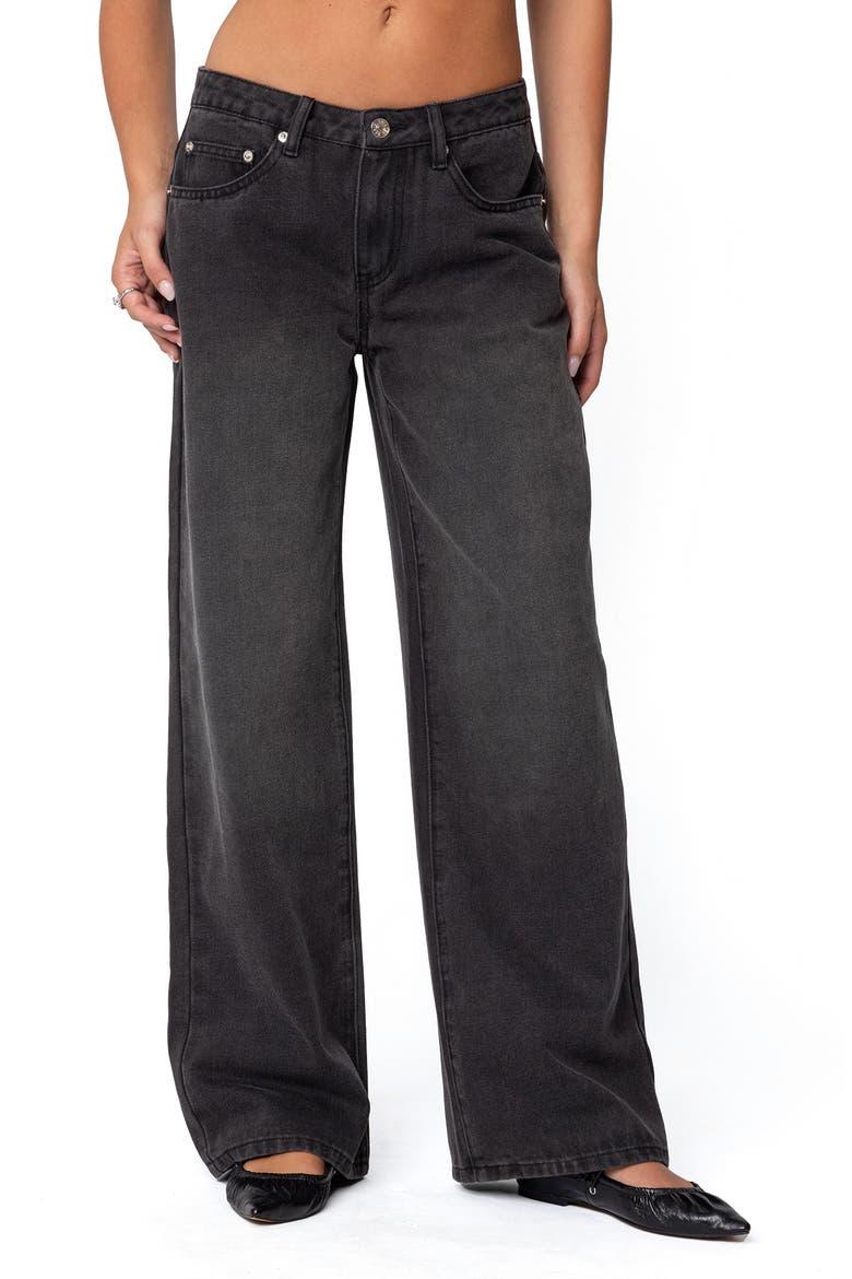 1980 Patch Wide Leg Jeans, Main, color, BLACK WASHED
