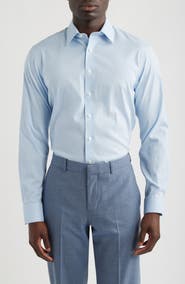 Nordstrom Trim Fit Shadow Check Premium Performance Twill Dress Shirt
