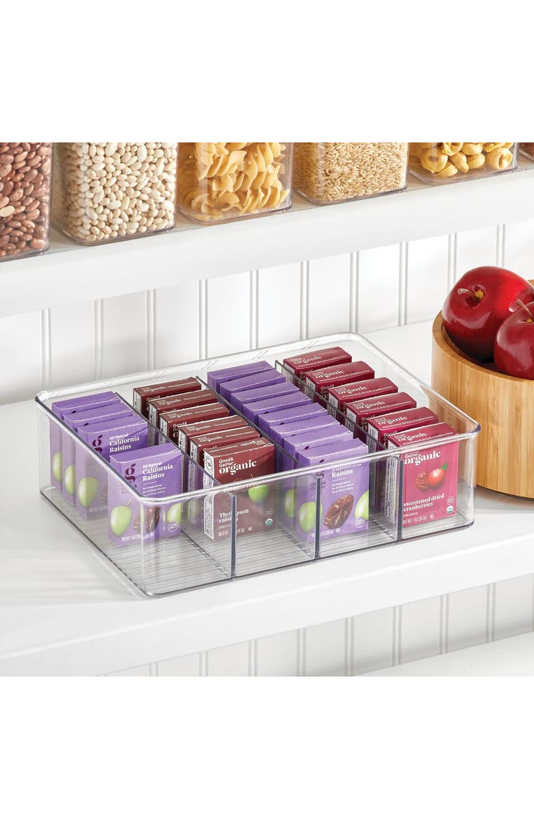 iDesign 4-Section Storage Bin for Tea Bags, Sweeteners, and Spices in Pantry or Cabinet, Clear, Alternate, color, Clear