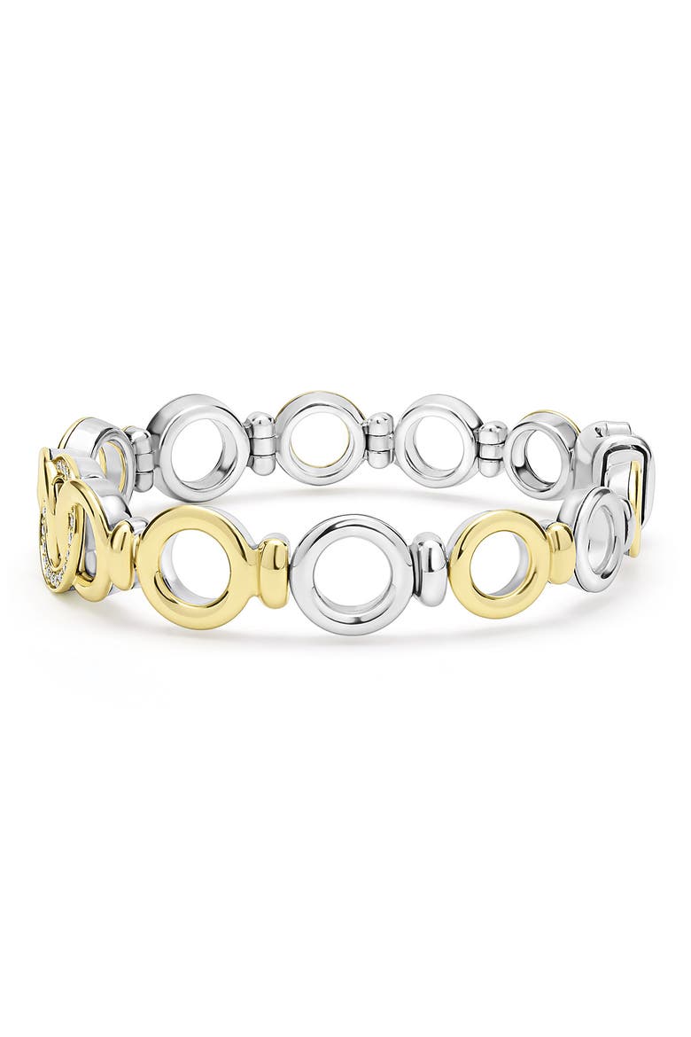 Signature Caviar Interlocking Diamond Link Bracelet, Alternate, color, TWO-TONE