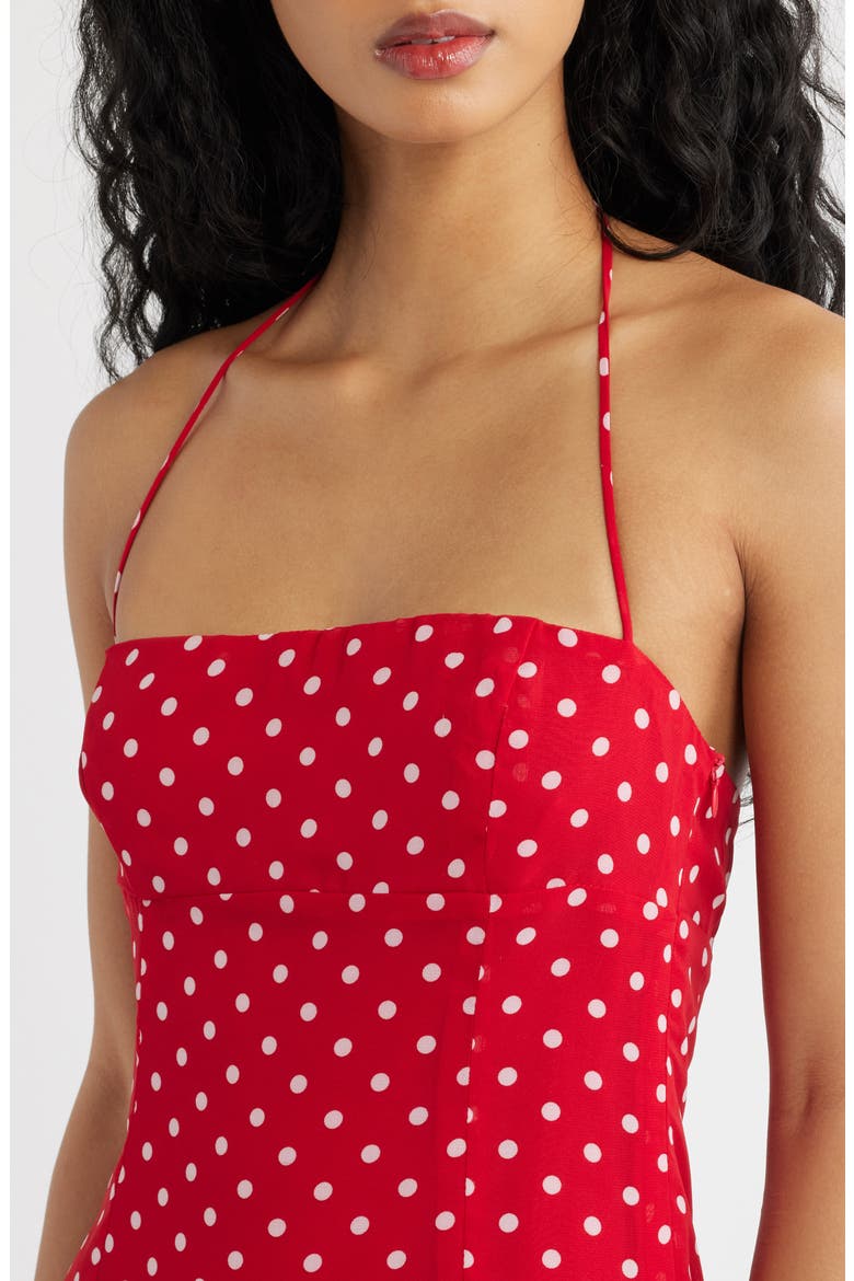 Delamere Polka Dot Halter Minidress, Alternate, color, RED POLKA