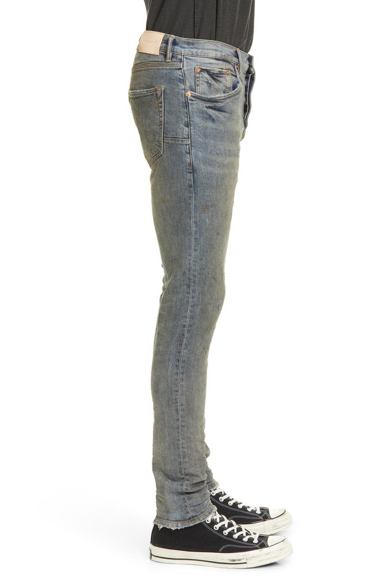 PURPLE Skinny Fit Jeans, Alternate, color, INDIGO OIL REPAIR