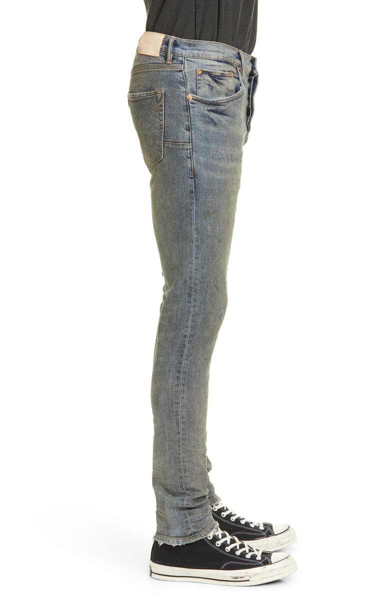 PURPLE BRAND PURPLE Skinny Fit Jeans, Alternate, color, Indigo Oil Repair