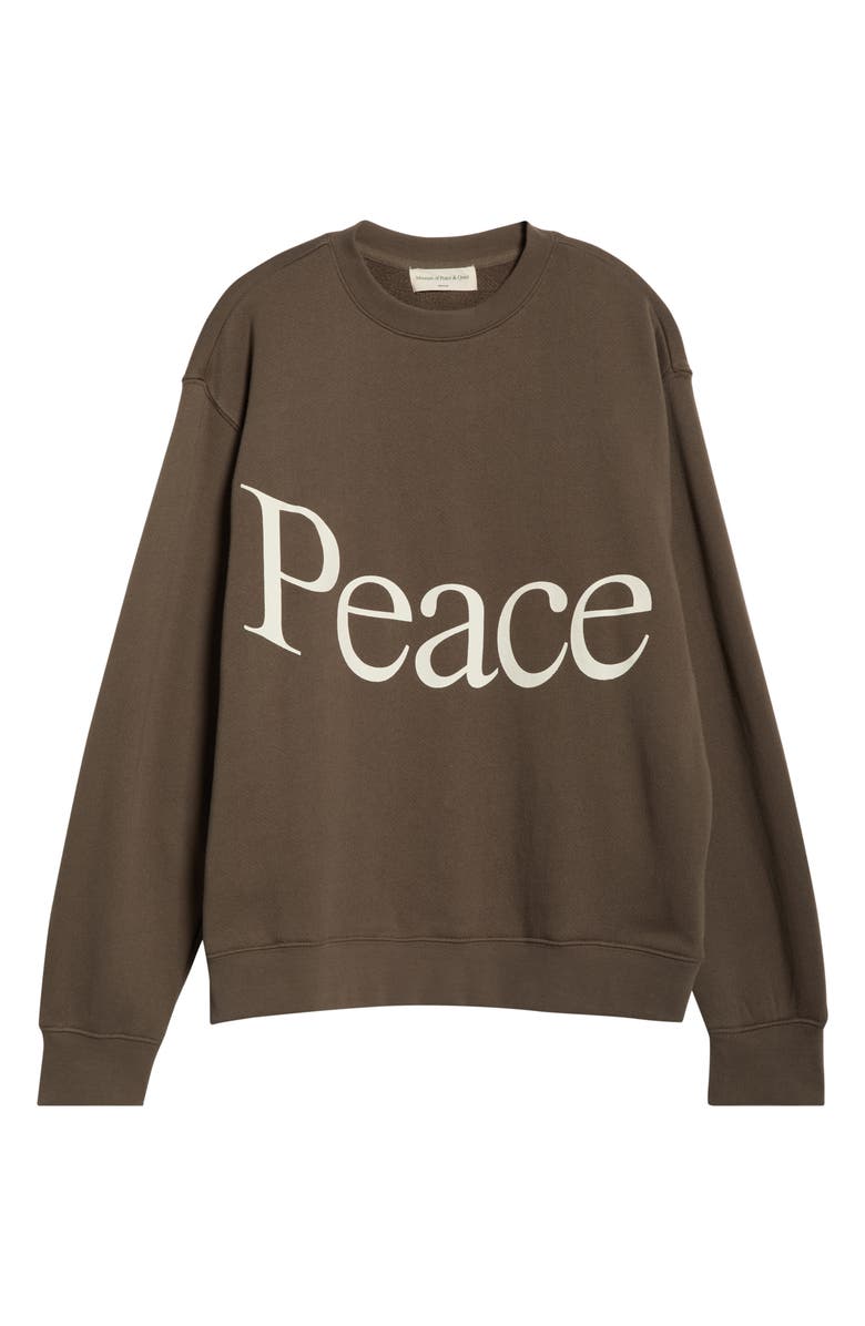 Museum of Peace & Quiet Jumbo Wordmark Cotton Fleece Crewneck Sweatshirt, Alternate, color, Brown